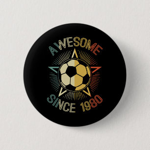 Geweldig sinds 1980 Voetbal Verjaardag Retro Team  Ronde Button 5,7 Cm