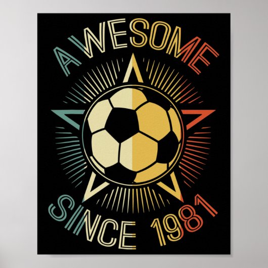Geweldig sinds 1981 Voetbal Verjaardag Retro Team Poster (Voorkant)