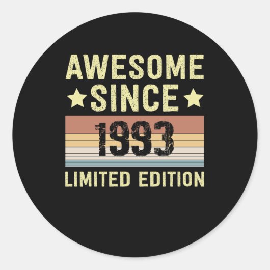 Geweldig Sinds 1993 Verjaardag Ronde Sticker (Voorkant)