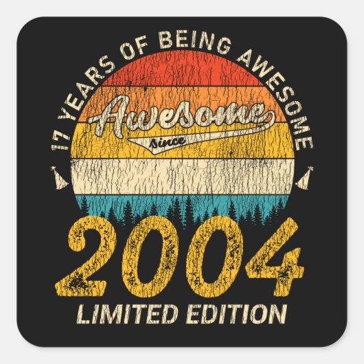Geweldig Sinds 2004 Limited Edition Verjaardagscad Vierkante Sticker (Voorkant)