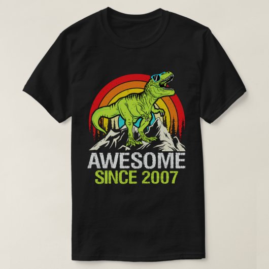 Geweldig sinds 2007 Dinosaur 16 Jaar 16e Verjaarda T-shirt (Design voorkant)