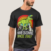 Geweldig sinds 2007 Dinosaur 16 Jaar 16e Verjaarda T-shirt (Voorkant)