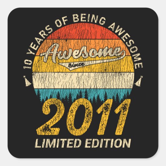 Geweldig Sinds 2011 Limited Edition Verjaardagscad Vierkante Sticker (Voorkant)