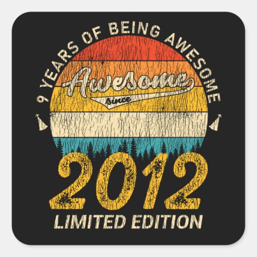 Geweldig Sinds 2012 Limited Edition Verjaardagscad Vierkante Sticker (Voorkant)