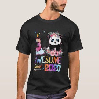 Geweldig sinds 2020 3e 3 Panda Eenhoorn T-shirt