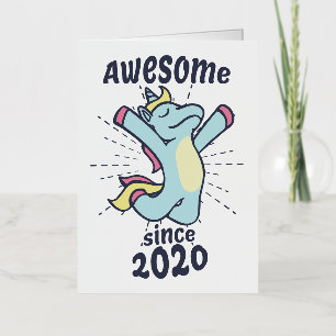 Geweldig Sinds 2020 - Kinderen Verjaardag Eenhoorn Folie Wenskaart