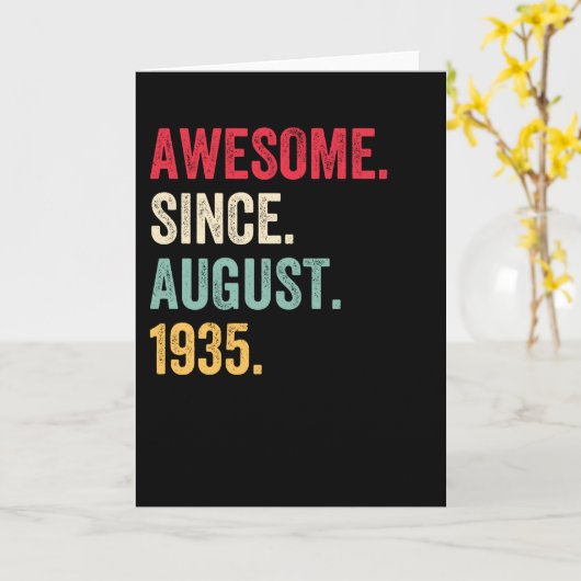 Geweldig sinds augustus 1935 Retro verjaardag Kaart (Gele Bloem)