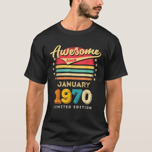 Geweldig sinds januari 1970 verjaardag t-shirt (Voorkant)