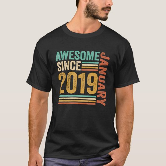 Geweldig sinds januari 2019 4e verjaardag  4 jaar  t-shirt (Voorkant)
