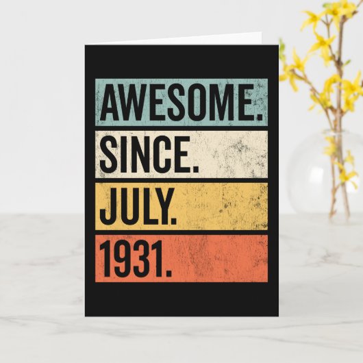 Geweldig sinds juli 1931 Verjaardag Retro Kaart (Gele Bloem)