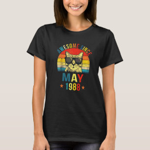 Geweldig sinds mei 1988 34ste verjaardag Kat T-shirt