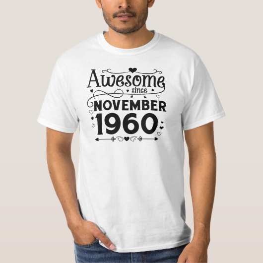 geweldig sinds november 1960 t-shirt (Voorkant)