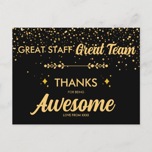 Geweldig Team Geweldig Personeel Bedankt Ansichtka Briefkaart (Voorkant)