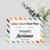 Geweldig Team Geweldig Personeel Dank U Bord | Med Bedankkaart (Staand voorkant)