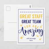 Geweldig Team Geweldig Personeel Dank U Bord | Med Briefkaart (Voorkant / Achterkant)