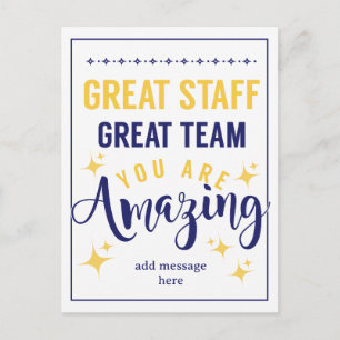 Geweldig Team Geweldig Personeel Dank U Bord Med Briefkaart