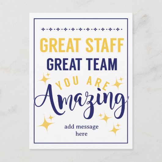 Geweldig Team Geweldig Personeel Dank U Bord | Med Briefkaart (Voorkant)