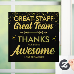 Geweldig Team Geweldig Personeel Dank U Bord Med Raamsticker