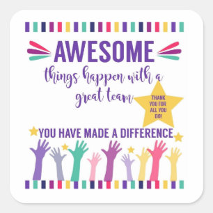 geweldig team geweldige vierkante sticker
