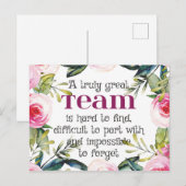Geweldig teamwerk dank je quote kantoor muur kunst briefkaart (Voorkant / Achterkant)