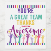 Geweldig teamwerk dank u personeel GIN of wijn Wijn Etiket (Enkel label)