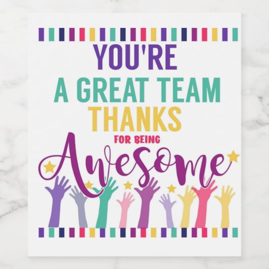 Geweldig teamwerk dank u personeel GIN of wijn Wijn Etiket (Enkel label)