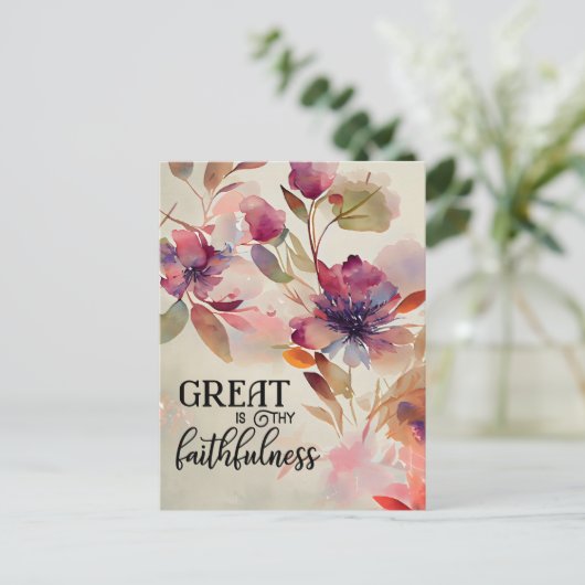 Geweldig: Thy Faithfulness Christelijke Hymn Flora Briefkaart (Staand voorkant)