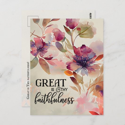Geweldig: Thy Faithfulness Christelijke Hymn Flora Briefkaart (Voorkant / Achterkant)