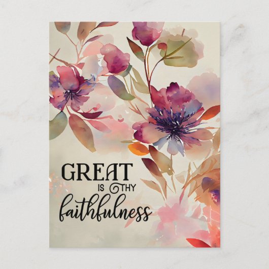 Geweldig: Thy Faithfulness Christelijke Hymn Flora Briefkaart (Voorkant)