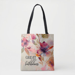 Geweldig: Thy Faithfulness Christelijke Hymn Flora Tote Bag