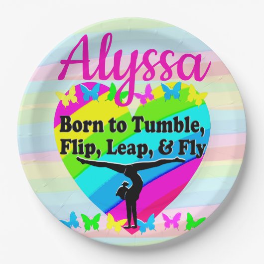 GEWELDIG TUMBLING GYMNASTIEK ONTWERP PAPIEREN BORDJE (Voorkant)