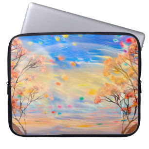 Geweldig uitzicht op zonsondergang, abstracte acht laptop sleeve