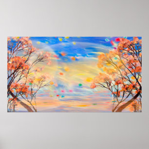 Geweldig uitzicht op zonsondergang, abstracte acht poster