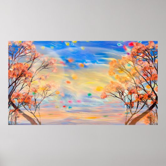 Geweldig uitzicht op zonsondergang, abstracte acht poster (Voorkant)