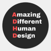Geweldig Verschillend Menselijk Ontwerp - ADHD Tro Ronde Sticker (Voorkant)