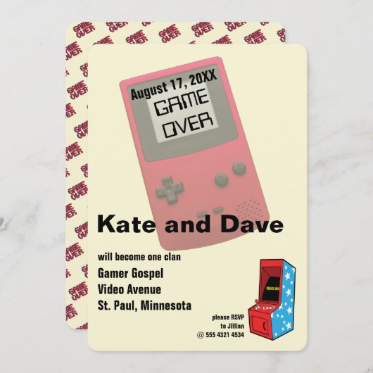 Geweldig Videospelers Huwelijksfeest Kaart (Voorkant / Achterkant)
