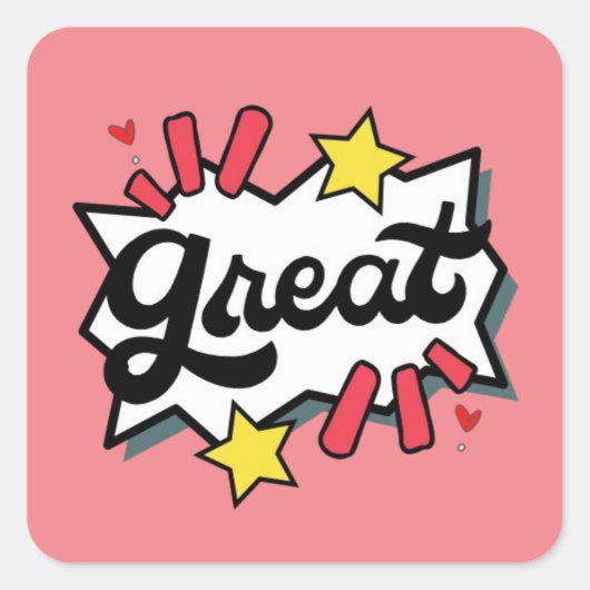 geweldig vierkante sticker (Voorkant)