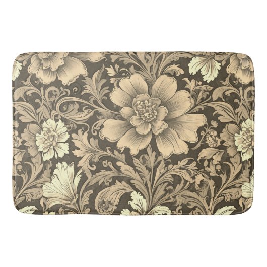 Geweldig vintage sepia bloempatroon badmat (Voorkant)