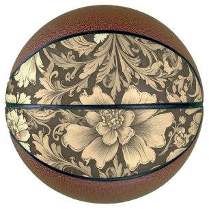 Geweldig vintage sepia bloempatroon basketbal