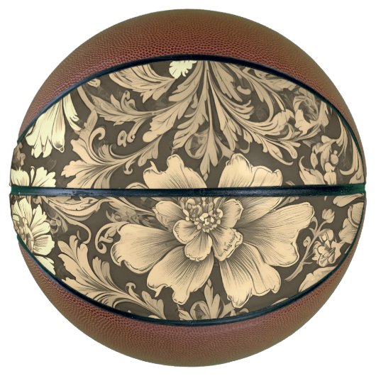 Geweldig vintage sepia bloempatroon basketbal (Voorkant)