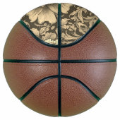 Geweldig vintage sepia bloempatroon basketbal (Rechts)