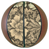 Geweldig vintage sepia bloempatroon basketbal (Verticaal)
