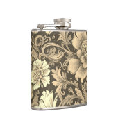 Geweldig vintage sepia bloempatroon heupfles (Rechts)