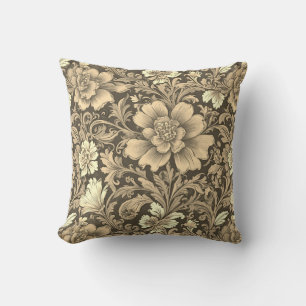 Geweldig vintage sepia bloempatroon  kussen