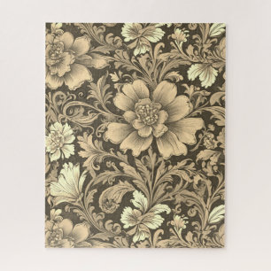 Geweldig vintage sepia bloempatroon legpuzzel