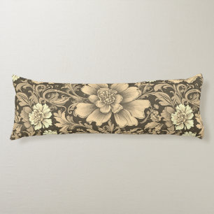 Geweldig vintage sepia bloempatroon  lichaamskussen