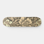 Geweldig vintage sepia bloempatroon persoonlijk skateboard (Horizontaal)