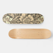 Geweldig vintage sepia bloempatroon persoonlijk skateboard (Horizontaal)