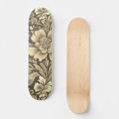 Geweldig vintage sepia bloempatroon persoonlijk skateboard (Voorkant)