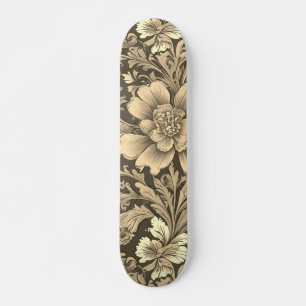Geweldig vintage sepia bloempatroon persoonlijk skateboard